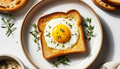 Fried Egg in Toast Nest &mdash; Egg in a Hole Breakfast