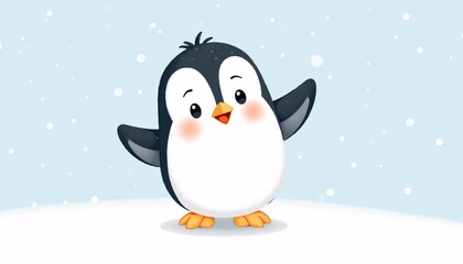 "whimsical baby penguin drawing with heartwarming smile â€“ ideal for winter blog posts and holiday greeting cards"