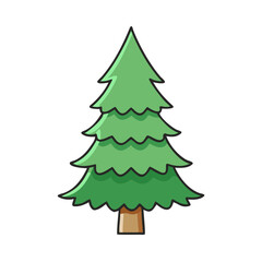 Illustration of a green christmas tree drawing for holiday season, vector graphic design, art
