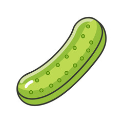 Illustration of a green pickle, cartoon pickle, food, vegetable, healthy eating, dill pickle art