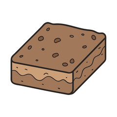 Delicious chocolate brownie dessert food sweet treat bakery baked goods confectionery vector illustration