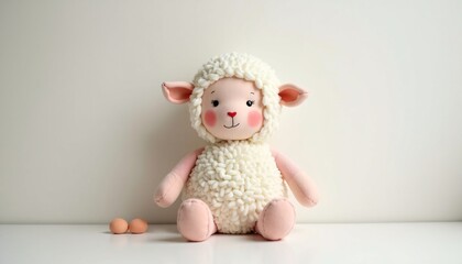 Fototapeta premium baby sheep doll with rosy cheeks â€“ sweet nursery wall art