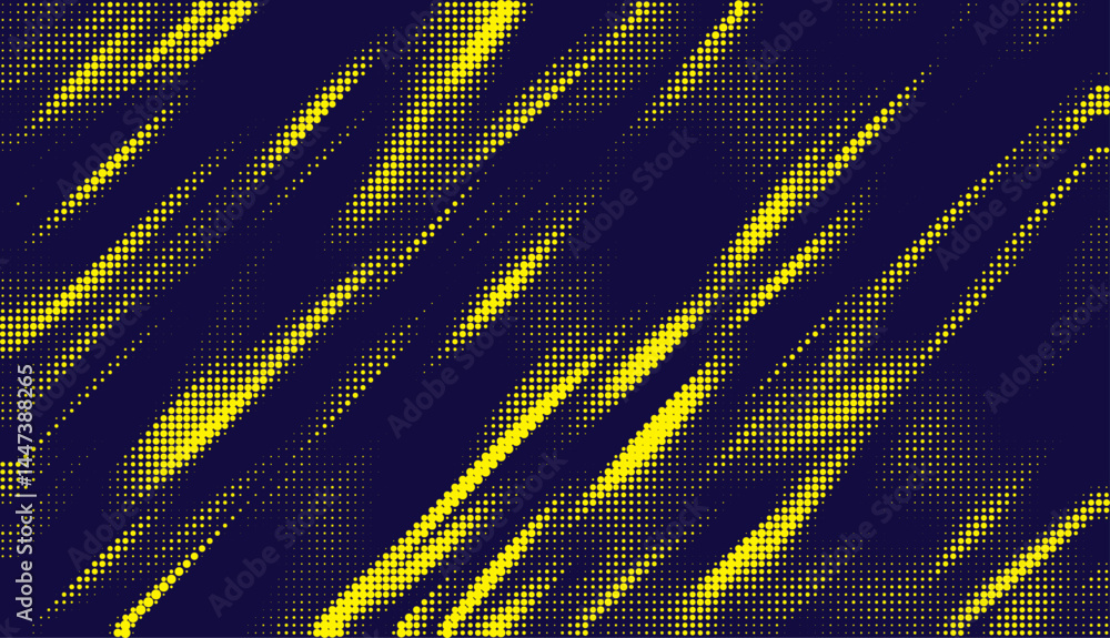 Aufkleber Abstract background with yellow dots. Grunge halftone geometric background. Halftone triangular retro 80s pattern. Minimal style retro dynamic wallpaper.