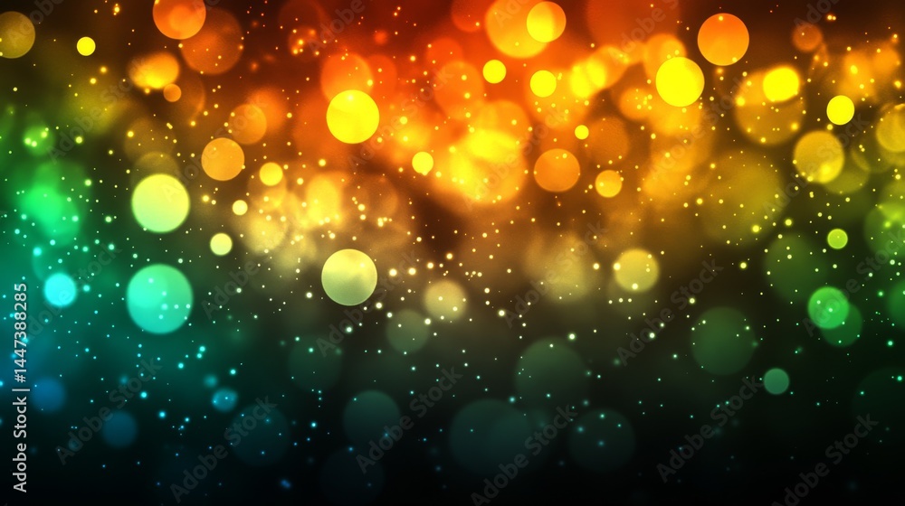 Poster a blurry green, yellow, and orange background. it was made using a camera with a macro lens. the sof