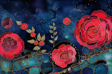 japanese abstract art flowers