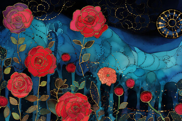 japanese abstract art flowers