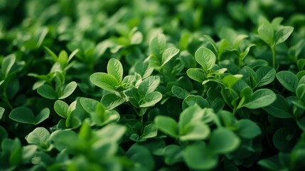 A close shot shows thick, green stems growing up, making a repeating pattern. It was taken outside in daylight, perfect for nature backgrounds.
