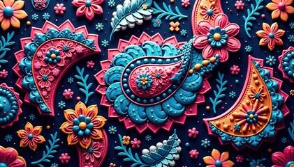 Fluid paisley design, interconnected motifs create continuous textile , wallpaper, design element, ornament