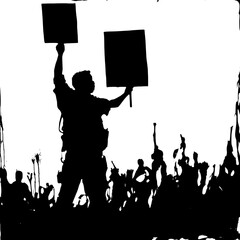 Black and White Silhouette Collection of People in Emotional and Social Scenes &ndash; Friends, Couples, and Community in Ink Splatter Art Style