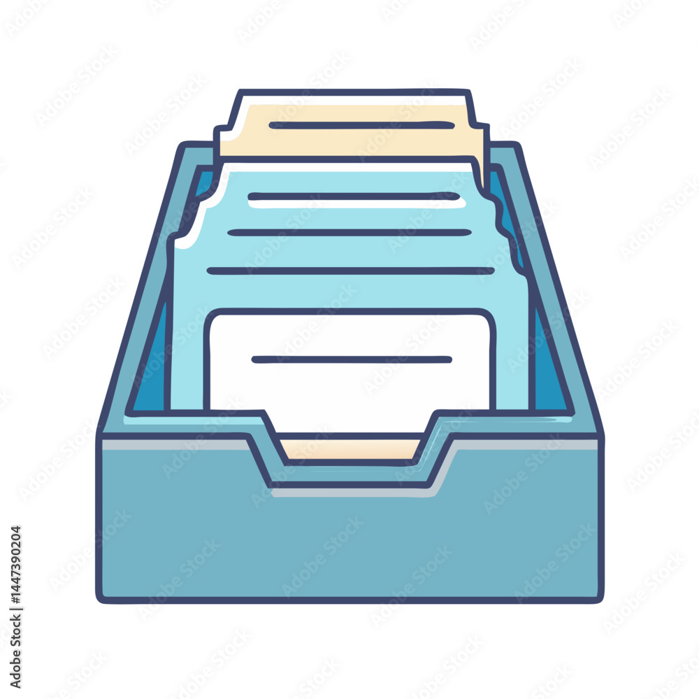 Poster illustration of file cabinet file folder file organization data storage document management system