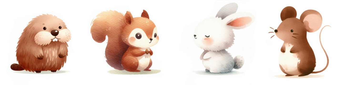 Colecci&oacute;n de animales estilo minimalista. animales del bosque