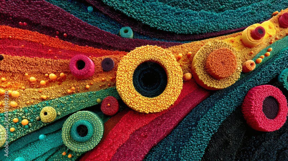 Poster vibrant abstract textures with colorful patterns and shapes