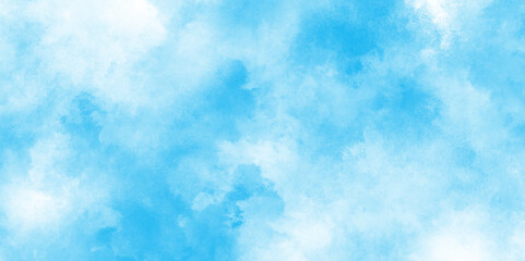 soft and cloudy watercolor abstract painting of blue grunge texture, Vibrant soft pastel watercolor clear blue sky with puffy clouds, Light Blue Watercolor Landscape with Soft white clouds.