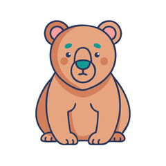 Illustration of a cute brown bear cartoon animal character design vector graphic image drawing art