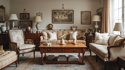 Cozy Classic Lounge with Antique Furniture