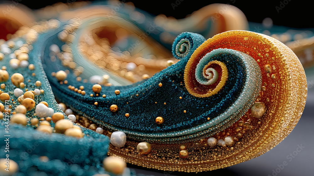 Poster vibrant swirling textures with colorful orbs and dynamic patterns