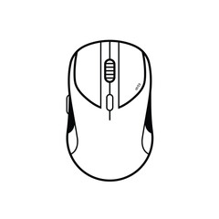 Computer mouse simple black and white flat vector icon and glyph design