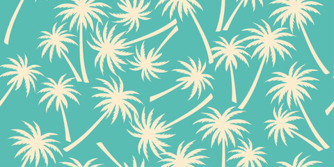 Hand drawn tropical palm trees pattern. Hawaii summer fashion for fabric, textile, apparel, poster, cover, decoration, banner, wallpaper, interior. Vector illustration.