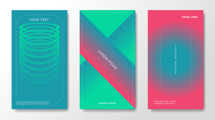 A set of abstract, gradient backgrounds with geometric elements.