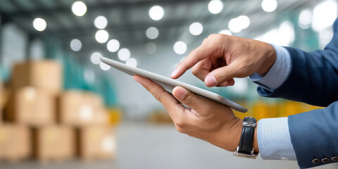 Efficient logistics import strategies are managed with digital technology in warehouse environment for optimal business success