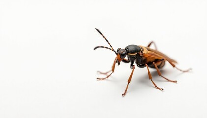 Close-up of single insect on pure white background, studio, isolated
