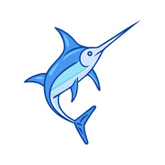 Illustration of a blue marlin fish swordfish ocean sea creature aquatic wildlife animal drawing vector art