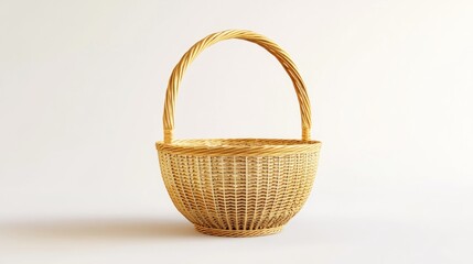 Fototapeta premium Round woven basket with arched handle