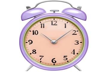 Vintage Purple Alarm Clock Illustration With Transparent Background