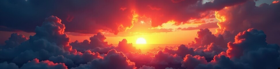Obraz premium Fiery sunset, glowing wifi symbols, stormy clouds, signal, connection, glowing