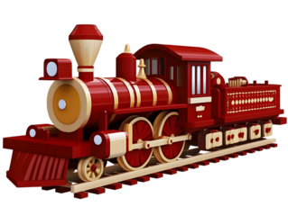 Vintage Red Steam Train Illustration 3D Model Image
