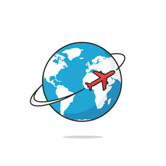 Plane travel round world, vector illustration