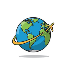 Plane travel round world, vector illustration