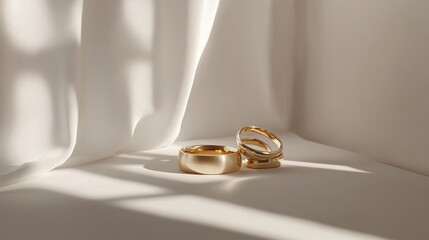 Gold rings on white surface (1)