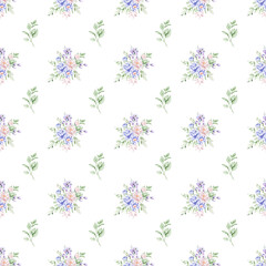 Seamless background, digital floral pattern with watercolor flowers peonies. Repeat fabric wallpaper print texture. Perfectly for wrapped paper, textile, scrapbook.