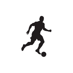 Silhouette of soccer player with the ball