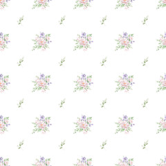 Seamless background, digital floral pattern with watercolor flowers peonies. Repeat fabric wallpaper print texture. Perfectly for wrapped paper, textile, scrapbook.