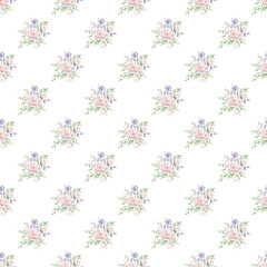 Seamless background, digital floral pattern with watercolor flowers peonies. Repeat fabric wallpaper print texture. Perfectly for wrapped paper, textile, scrapbook.