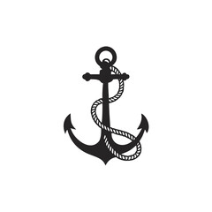 Illustration of a black anchor with rope