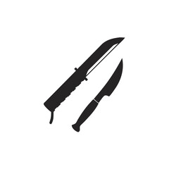 Silhouette of two knives on white background