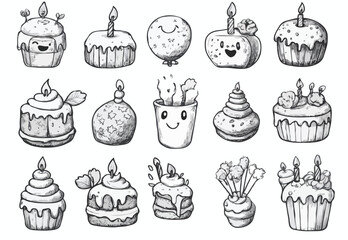 hand drawn birthday icons