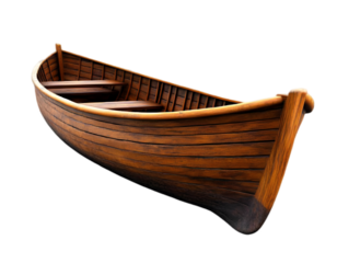 Vintage Wooden Rowboat Isolated Background Illustration
