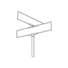 Fototapeta premium Outline Street Sign Template for Graphic Design Mockups, Blank Vector Street Sign Sketch for Editable Layouts