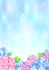 梅雨の紫陽花 背景フレームイラスト ☆ バリエーション多数