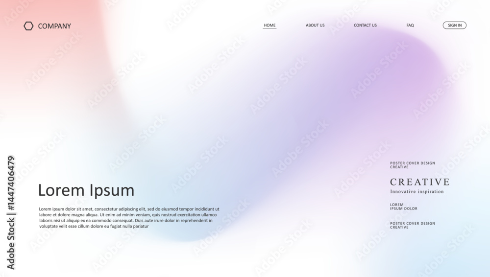Poster abstract wave futuristic design of landing page. retro gradient mesh website design