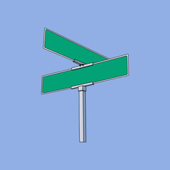 Color Street Sign Vector with Outline for Graphic Design Use, Editable Street Sign Mockup with Colored Background