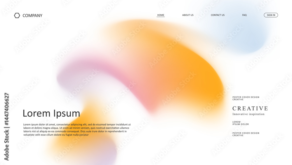 Poster abstract wave futuristic design of landing page. retro gradient mesh website design