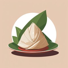 Zongzi, a traditional Chinese rice dumpling made of glutinous rice stuffed with different fillings and wrapped in bamboo leaves.