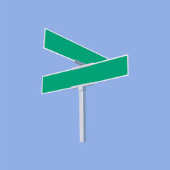 Flat Color Street Sign Template for Mockup and Branding, Minimalist Blank Street Sign Vector for Creative Projects