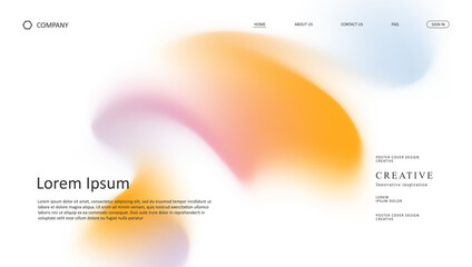 Abstract wave futuristic design of landing page. retro gradient mesh website design	