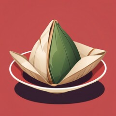 Zongzi, a traditional Chinese rice dumpling made of glutinous rice stuffed with different fillings and wrapped in bamboo leaves.